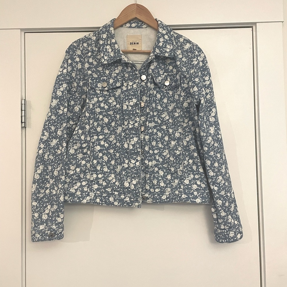 Sezane denim jacket in floral